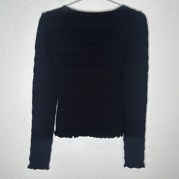 NWT Frame Ruched Black Ling Sleeve Blouse Small - Picture 7 of 11